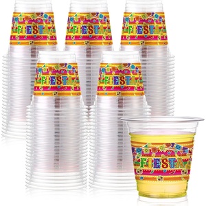 image:imageSumind 100 Pcs 12 oz Lets Fiesta Cups Plastic Mexican Cups Cinco De Mayo Party Decorations Clear Disposable Mug for Fiesta Taco Birthday Party Drinkware Supplies DecorationsClassic StyleBright Style