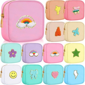 image:imageSumind 12 Pcs Summer Preppy Patch Clear Makeup Bag Bulk Cute Mini Pouch Bag Gift Nylon Travel Cosmetic Toiletry Portable Organizer Storage Purse Small Zipper Pouch Daily Use Storage Purse for WomenSolid