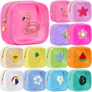 image:imageSumind 12 Pcs Summer Preppy Patch Clear Makeup Bag Bulk Cute Mini Pouch Bag Gift Nylon Travel Cosmetic Toiletry Portable Organizer Storage Purse Small Zipper Pouch Daily Use Storage Purse for WomenClear