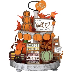 image:imageSumind 15 Pcs Fall Decorations for Home Fall Tiered Tray Decor SetPumpkin  Maple Leaves Pumpkin Wooden Signs Thanksgiving Table Signs Rustic Farmhouse Tabletop Centerpieces Autumn Harvest DecorHarvest