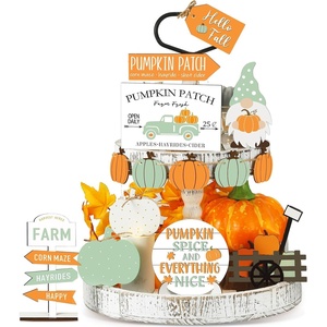 image:imageSumind 15 Pcs Fall Decorations for Home Fall Tiered Tray Decor SetPumpkin  Maple Leaves Pumpkin Wooden Signs Thanksgiving Table Signs Rustic Farmhouse Tabletop Centerpieces Autumn Harvest DecorGnomes