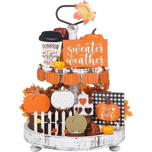 image:imageSumind 15 Pcs Fall Decorations for Home Fall Tiered Tray Decor SetPumpkin  Maple Leaves Pumpkin Wooden Signs Thanksgiving Table Signs Rustic Farmhouse Tabletop Centerpieces Autumn Harvest DecorPumpkin