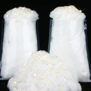 image:imageSumind 2 Bags Fake Snow Decoration Fluffy Artificial Cotton Fiber Fluffy Fake Clouds Soft Blanket for Crafts Mantle Village Christmas Winter Indoor Home DecorationGlitter GoldGlitter Gold