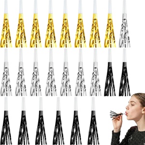 image:imageSumind 24 Pcs Gold and Black Noise Makers Metallic Fringed Party Blowers Horns Whistles Noisemakers Party Favors for Adults Birthday Graduation Sporting Events Celebration Surprise SuppliesGold Black Silver