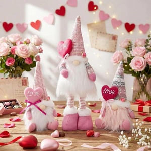 image:imageSumind 3 Pcs Christmas Sitting Doll Santa Claus Snowman Reindeer Sitter Christmas Ornament with Long Legs Xmas Figurines Plush for Table Fireplace Home DecorationPink Heart