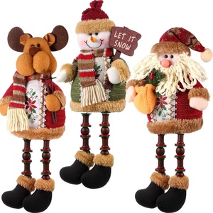 image:imageSumind 3 Pcs Christmas Sitting Doll Santa Claus Snowman Reindeer Sitter Christmas Ornament with Long Legs Xmas Figurines Plush for Table Fireplace Home DecorationChristmas