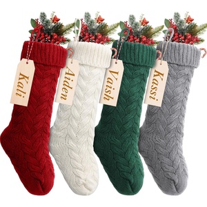 image:imageSumind 4 Pack Christmas Stocking Pack Bulk 18 Large Family Knitted Xmas Stocking with Name Tags Set Holiday Fireplace Decoration PinkBurgundy  Green  Ivory  Gray