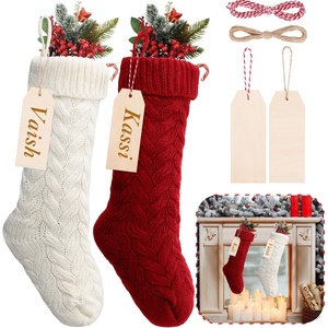 image:imageSumind 4 Pack Christmas Stocking Pack Bulk 18 Large Family Knitted Xmas Stocking with Name Tags Set Holiday Fireplace Decoration PinkBurgundy  Ivory