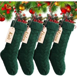 image:imageSumind 4 Pack Christmas Stocking Pack Bulk 18 Large Family Knitted Xmas Stocking with Name Tags Set Holiday Fireplace Decoration PinkGreen
