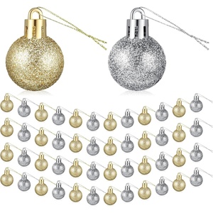 image:imageSumind 48 Pcs Christmas Mini Balls Ornaments Miniature Glitter Balls Xmas Tree Small Hanging Decorations Pendants for Holiday Party Wedding DIY Craft Home Decor Glitter Colors08 InchGold  Silver