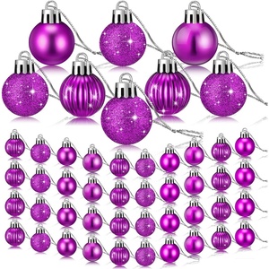 image:imageSumind 48 Pieces Christmas Mini Balls Ornaments 12 Inch Miniature Glitter Balls Xmas Tree Small Hanging Decorations Pendants for Holiday Party Wedding Home DIY Craft DecorClassic StyleRedPurple