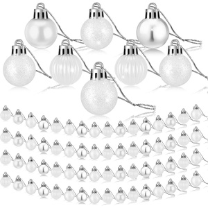 image:imageSumind 48 Pieces Christmas Mini Balls Ornaments 12 Inch Miniature Glitter Balls Xmas Tree Small Hanging Decorations Pendants for Holiday Party Wedding Home DIY Craft DecorClassic StyleRedWhite