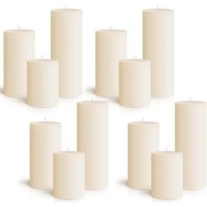 image:imageSumind Set of 12 Pillar Candles Bulk 3x 4 6 8 Dripless Unscented Poured Candles Long Clean Burning Tapers for Wedding Rustic Party Spa Bath Home Decor Relaxation All OccasionsIvoryIvory