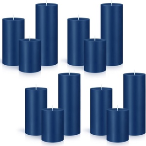image:imageSumind Set of 12 Pillar Candles Bulk 3x 4 6 8 Dripless Unscented Poured Candles Long Clean Burning Tapers for Wedding Rustic Party Spa Bath Home Decor Relaxation All OccasionsIvoryNavy Blue