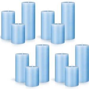 image:imageSumind Set of 12 Pillar Candles Bulk 3x 4 6 8 Dripless Unscented Poured Candles Long Clean Burning Tapers for Wedding Rustic Party Spa Bath Home Decor Relaxation All OccasionsIvoryBlue