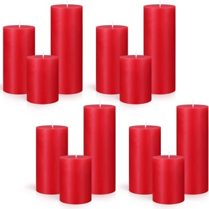 image:imageSumind Set of 12 Pillar Candles Bulk 3x 4 6 8 Dripless Unscented Poured Candles Long Clean Burning Tapers for Wedding Rustic Party Spa Bath Home Decor Relaxation All OccasionsIvoryRed