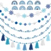 image:imageSumind 5 Pcs Winter Felt Snowflake Garland Let It Snow Banner White Blue Pom Balls String Banner Christmas Tree Hanging Ornament Snowball Garland for Xmas Wonderland Home Party Holiday DecorationsSnowflake