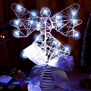 image:imageSumind Angel Christmas Tree Topper with Bow and LED Light String 9 Inch Lighted Glittered Angel Treetop Xmas Holiday Christmas Decorations Ornament Not PrelitPinkWhite