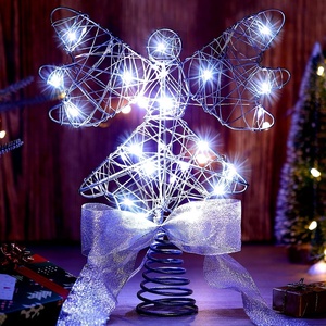 image:imageSumind Angel Christmas Tree Topper with Bow and LED Light String 9 Inch Lighted Glittered Angel Treetop Xmas Holiday Christmas Decorations Ornament Not PrelitPinkSilver