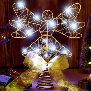 image:imageSumind Angel Christmas Tree Topper with Bow and LED Light String 9 Inch Lighted Glittered Angel Treetop Xmas Holiday Christmas Decorations Ornament Not PrelitPinkGold