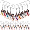 image:imageSumind 24 Pcs Jesus Figurine Christian Keychain Religious Keychain Bulk Classic Christian Rings for ChristWhite Jesus Loves YouMacaron Color10 Color