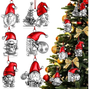 image:imageSumind 12 Pcs Christmas Metal Gnome Ornaments Hollow Santa HatSanta  Hollow Cutout Design with Hanging Hook Tree Decoration for Christmas Party DIY Craft Festive Holiday Hanging Home DecorSanta