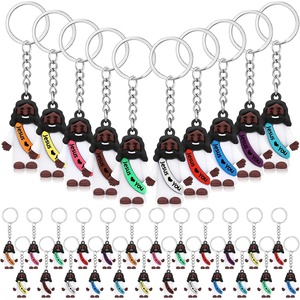 image:imageSumind 24 Pcs Jesus Figurine Christian Keychain Religious Keychain Bulk Classic Christian Rings for ChristWhite Jesus Loves YouMacaron ColorFluorescent Color