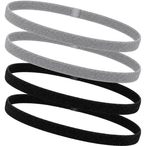 image:imageSumind 4 Pcs Narrow NonSlip Sport Headbands Elastic GripBlack Grey  Elastic Silicone Grip Thick Design for Yoga Exercise Sweatbands During Running Gym Workouts Comfortable Stays in PlaceBlack  Grey