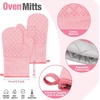 image:imagePink Oven Mitts and Pot Holders 7 Sets Pink White Rubber Cotton PlaidPink