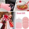 image:imagePink Oven Mitts and Pot Holders 7 Sets Pink White Rubber Cotton PlaidPink