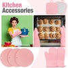 image:imagePink Oven Mitts and Pot Holders 7 Sets Pink White Rubber Cotton PlaidPink