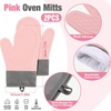 image:imagePink Oven Mitts and Pot Holders 7 Sets Pink White Rubber Cotton PlaidPink