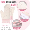 image:imagePink Oven Mitts and Pot Holders 7 Sets Pink White Rubber Cotton PlaidPink White
