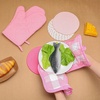 image:imagePink Oven Mitts and Pot Holders 7 Sets Pink White Rubber Cotton PlaidPink White