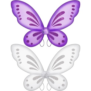 image:imageSumind 2 Pcs Fairy Wing Butterfly Wing for KidsPurple GreenDark Purple  White