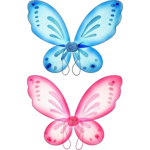 image:imageSumind 2 Pcs Fairy Wing Butterfly Wing for KidsPurple GreenLake Blue and Pink