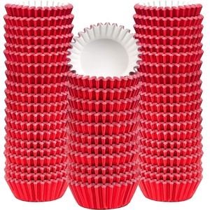 image:imageSumind 400 Pcs Mini Foil Cupcake Liners Holiday Baking CupsRedRed
