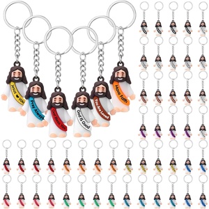 image:imageSumind 48 Pcs Jesus Toys Figurine Christian Keychain Jesus Doll Religious Keychain Bulk Classic Christian Rings for ChristMulticolorWhite Jesus Loves You12 Color