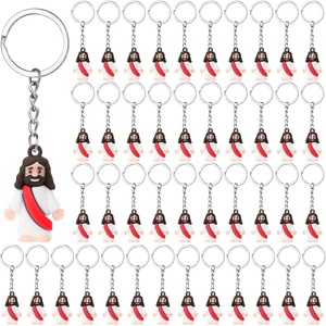 image:imageSumind 48 Pcs Jesus Toys Figurine Christian Keychain Jesus Doll Religious Keychain Bulk Classic Christian Rings for ChristMulticolorWhite Jesus Loves YouRed