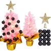 image:imageSumind 24 Mini Christmas Tree with LED Lights Red Ball RedBlack pink