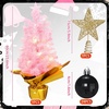image:imageSumind 24 Mini Christmas Tree with LED Lights Red Ball RedBlack pink