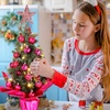 image:imageSumind 24 Mini Christmas Tree with LED Lights Red Ball RedPeach Red