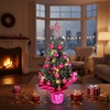 image:imageSumind 24 Mini Christmas Tree with LED Lights Red Ball RedPeach Red