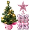 image:imageSumind 24 Mini Christmas Tree with LED Lights Red Ball RedPink