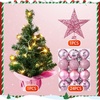 image:imageSumind 24 Mini Christmas Tree with LED Lights Red Ball RedPink