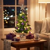 image:imageSumind 24 Mini Christmas Tree with LED Lights Red Ball RedPurple