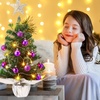 image:imageSumind 24 Mini Christmas Tree with LED Lights Red Ball RedPurple