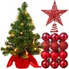 image:imageSumind 24 Mini Christmas Tree with LED Lights Red Ball RedRed