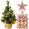 image:imageSumind 24 Mini Christmas Tree with LED Lights Red Ball RedRose Gold