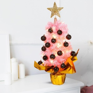 image:imageSumind 24 Mini Christmas Tree with LED Lights Red Ball RedBlack pink